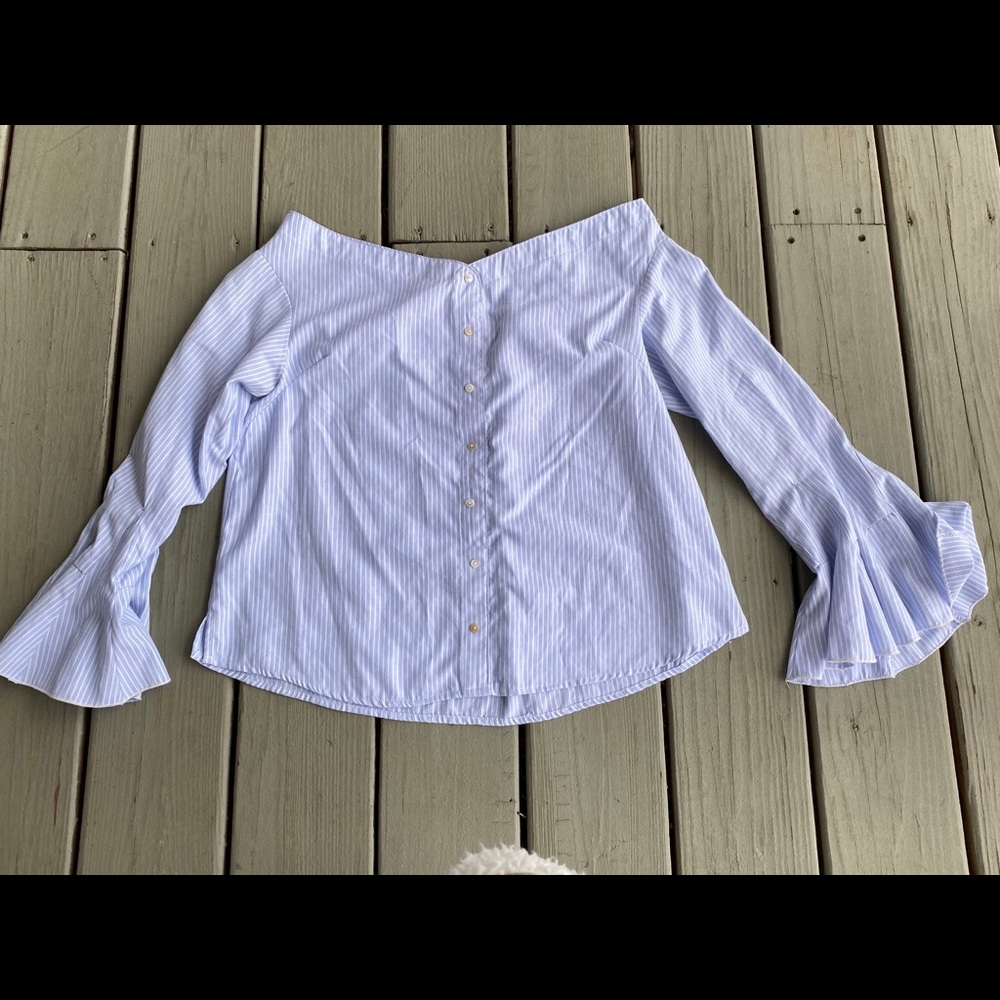 Umgee Strapless Blouse with Flared Arms